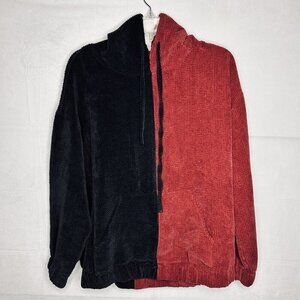 ChArmkpR Hoodie Pullover Men's Black & Maroon Corduroy Sz M Oversized